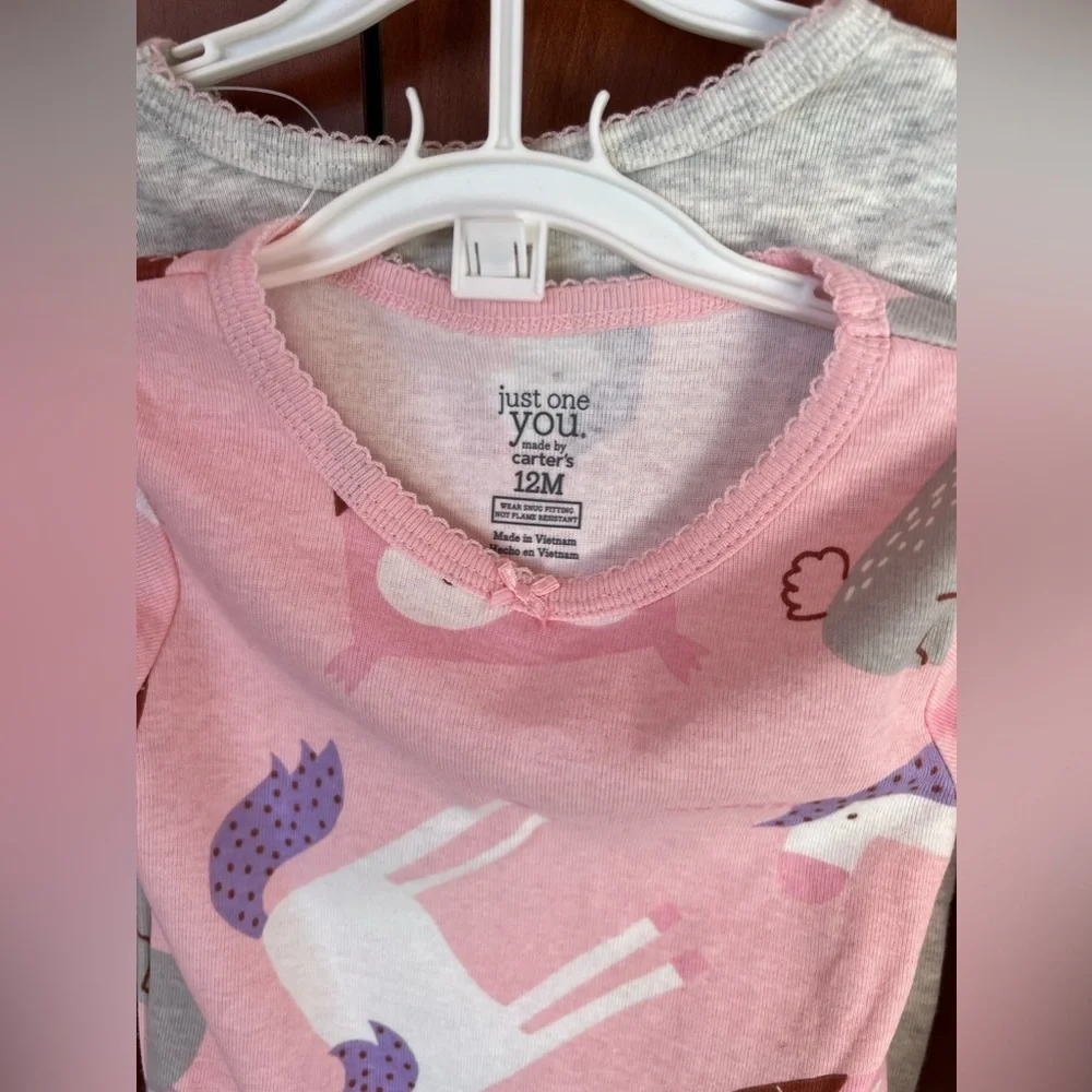Carter’s Just One You - 4pc Unicorn and Owl Pajamas Toddler Girls (Size 12m)